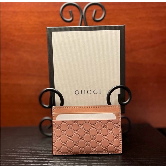 NIB Gucci Microguccissima soft pink embossed leather cardholder. NWT - Picture 7 of 9